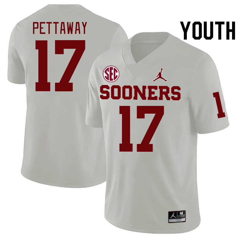 Youth #17 Jaquaize Pettaway Oklahoma Sooners 2024 SEC Conference College Football Jerseys-White